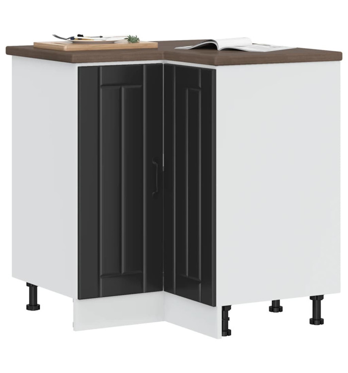 Armoire d'angle de cuisine Lucca noir bois d'ingénierie | Mobilier & Déco