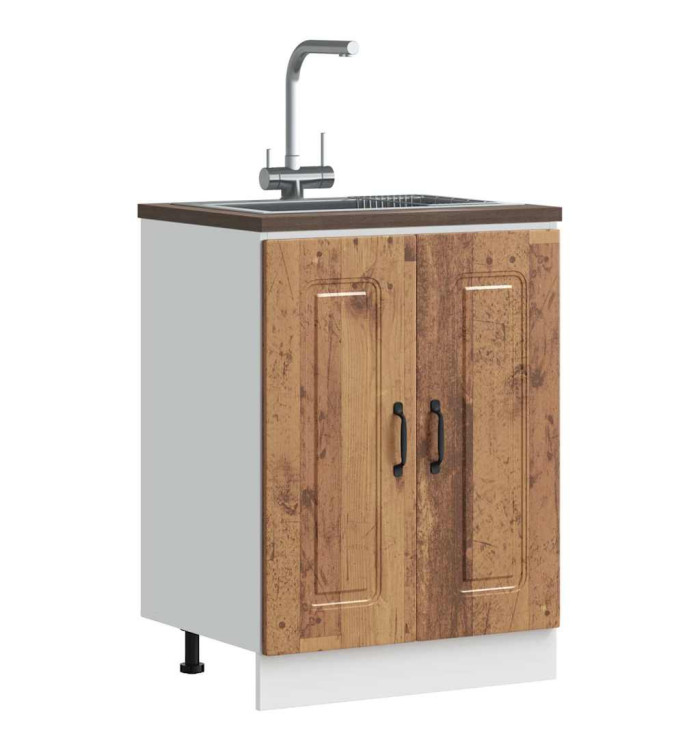 Meuble bas pour évier Kalmar vieux bois bois d'ingénierie | Mobilier & Déco