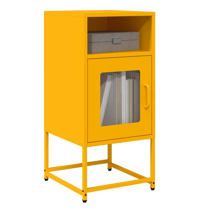 Table de chevet jaune moutarde 36x39x78 cm acier laminé à froid | Mobilier & Déco