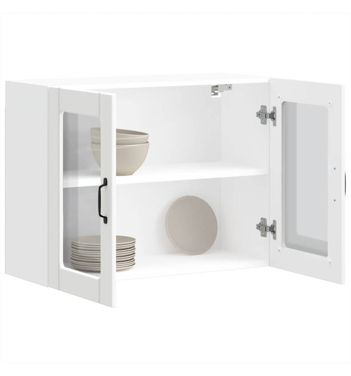 Armoire murale de cuisine avec porte en verre Lucca blanc | Mobilier & Déco
