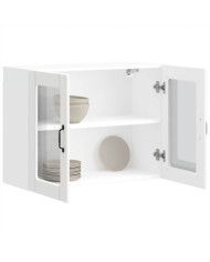 Armoire murale de cuisine avec porte en verre Lucca blanc | Mobilier & Déco