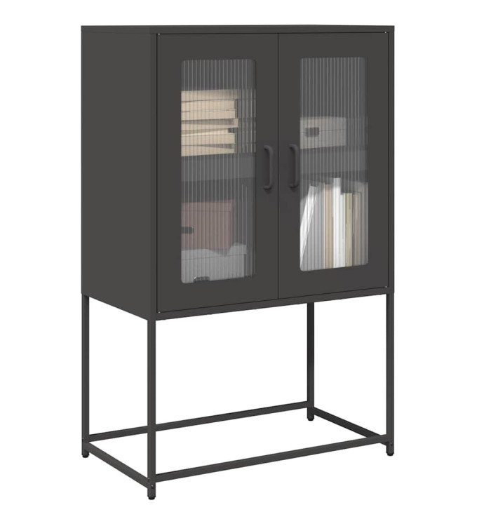 Buffet haut noir 68x39x107 cm acier | Mobilier & Déco
