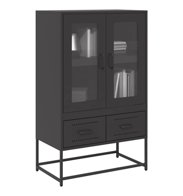 Buffet haut noir 68x39x111,5 cm acier | Mobilier & Déco