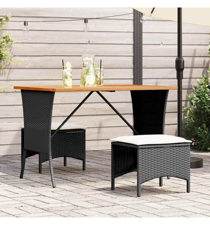 Table de jardin avec dessus en bois d'acacia noir 105x75x72 cm | Mobilier & Déco