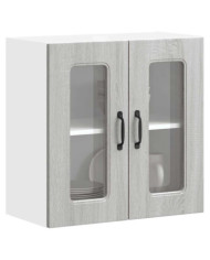 Armoire murale de cuisine et porte en verre Kalmar sonoma gris | Mobilier & Déco