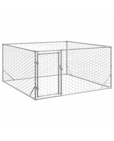 Chenil d'extérieur pour chiens porte 2x2x1 m acier galvanisé | Mobilier & Déco