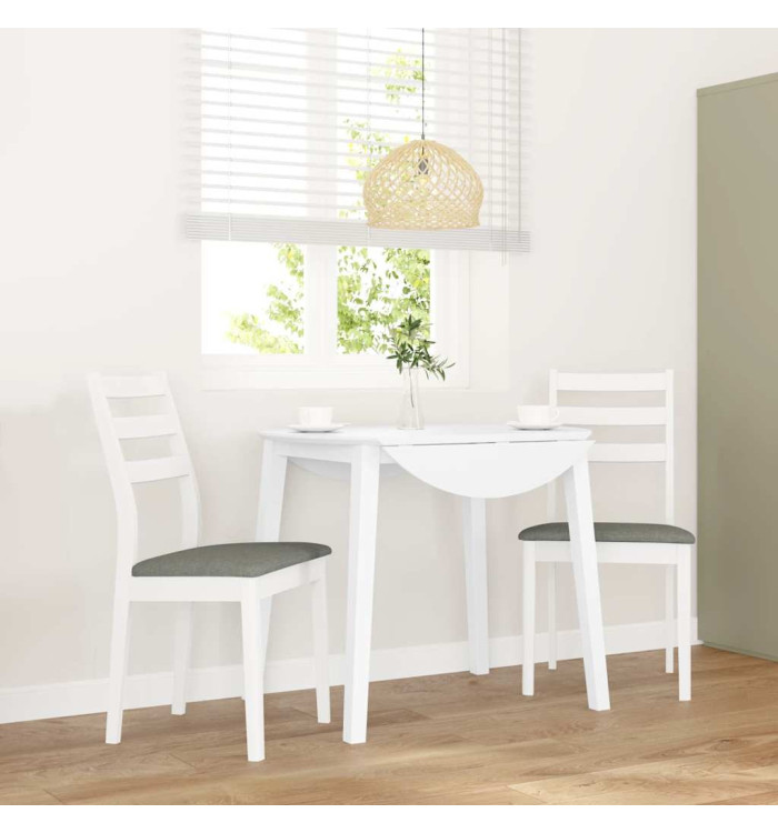 Chaises à manger coussins 2 pcs blanc bois massif caoutchouc | Mobilier & Déco