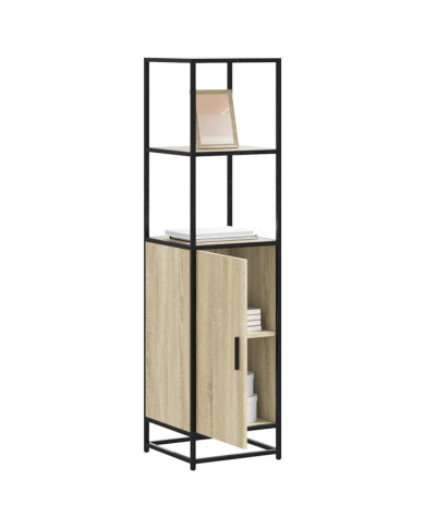 Buffet haut chêne sonoma 35,5x35x139 cm bois d'ingénierie métal | Mobilier & Déco