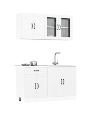 Ensemble d'armoires cuisine 4pcs Kalmar blanc bois d'ingénierie | Mobilier & Déco