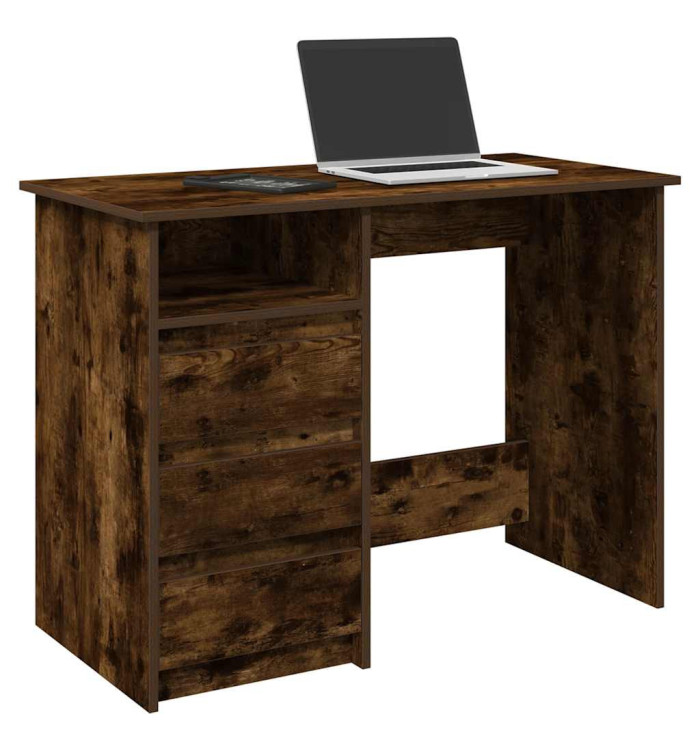 Bureau chêne fumé 102x50x75 cm bois d'ingénierie | Mobilier & Déco