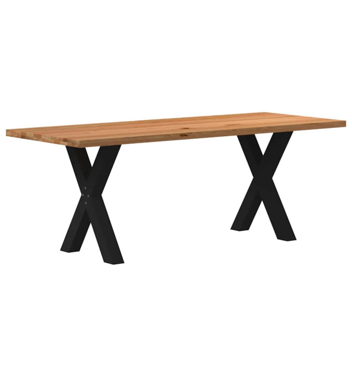 Table à manger marron clair bois de chêne massif rectangulaire | Mobilier & Déco