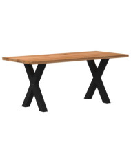 Table à manger marron clair bois de chêne massif rectangulaire | Mobilier & Déco