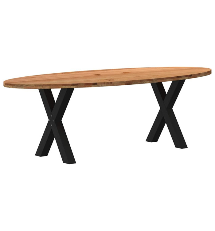 Table à manger marron clair bois de chêne massif ovale | Mobilier & Déco