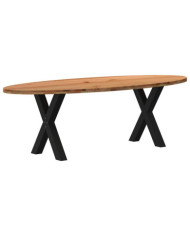 Table à manger marron clair bois de chêne massif ovale | Mobilier & Déco