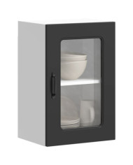 Armoire murale de cuisine avec porte en verre Kalmar noir | Mobilier & Déco