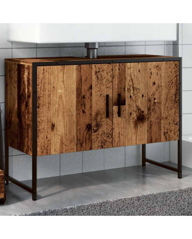 Armoire de salle de bain vieux bois 80x33x60 cm bois ingénierie | Mobilier & Déco