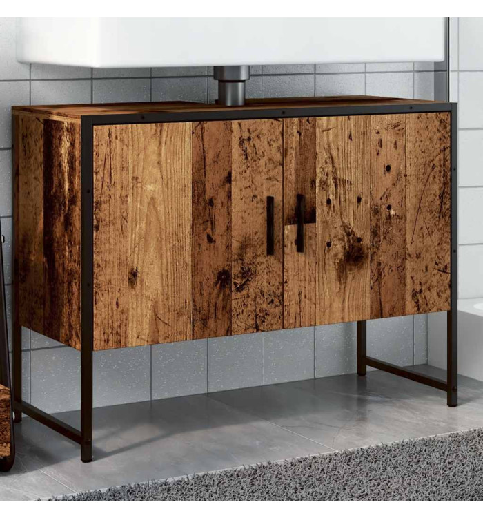 Armoire de salle de bain vieux bois 80x33x60 cm bois ingénierie | Mobilier & Déco