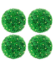 Boules de buis artificielles avec lumières LED 4 pcs vert 12 cm | Mobilier & Déco
