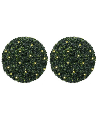 Boules de buis artificielles avec lumières LED 2 pcs vert 52 cm | Mobilier & Déco