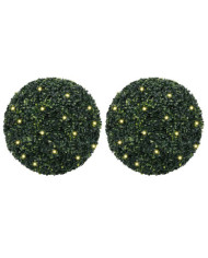 Boules de buis artificielles avec lumières LED 2 pcs vert 52 cm | Mobilier & Déco