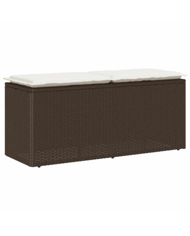 Banc de jardin avec coussin marron 110x40x44 cm résine tressée | Mobilier & Déco
