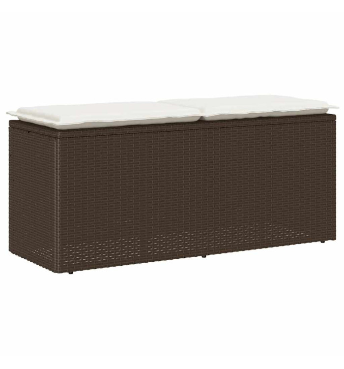 Banc de jardin avec coussin marron 110x40x44 cm résine tressée | Mobilier & Déco