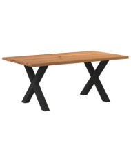 Table à manger marron clair bois de chêne massif rectangulaire | Mobilier & Déco