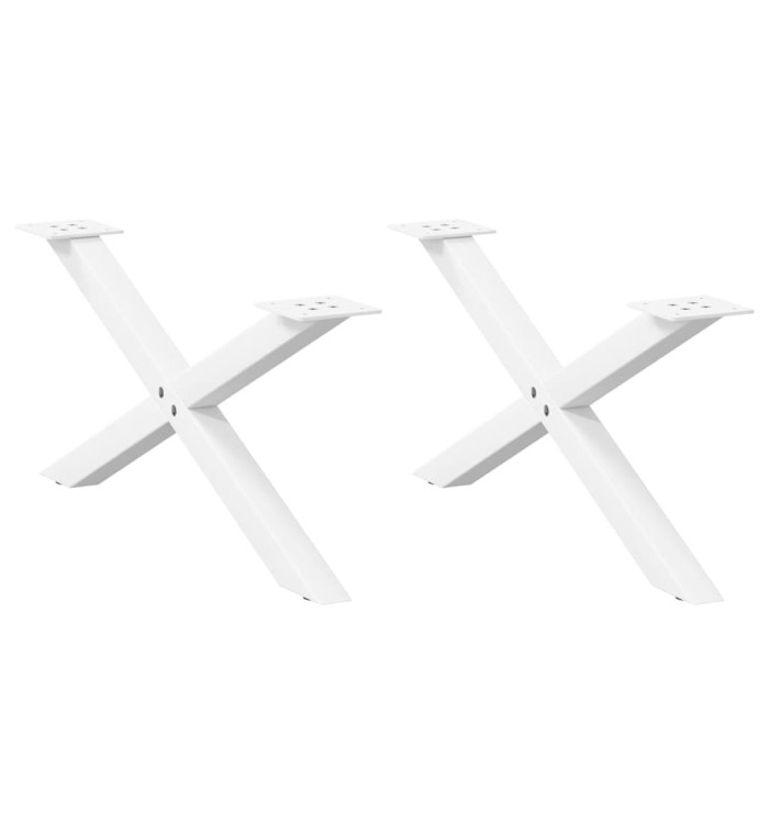 Pieds de table basse en forme de X, 2 pièces, blanc, 70 x (30-31) cm, acier | Mobilier & Déco