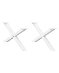 Pieds de table basse en forme de X, 2 pièces, blanc, 70 x (30-31) cm, acier | Mobilier & Déco