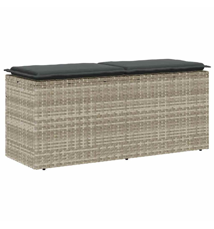 Banc de jardin coussin gris clair 110x40x44 cm résine tressée | Mobilier & Déco