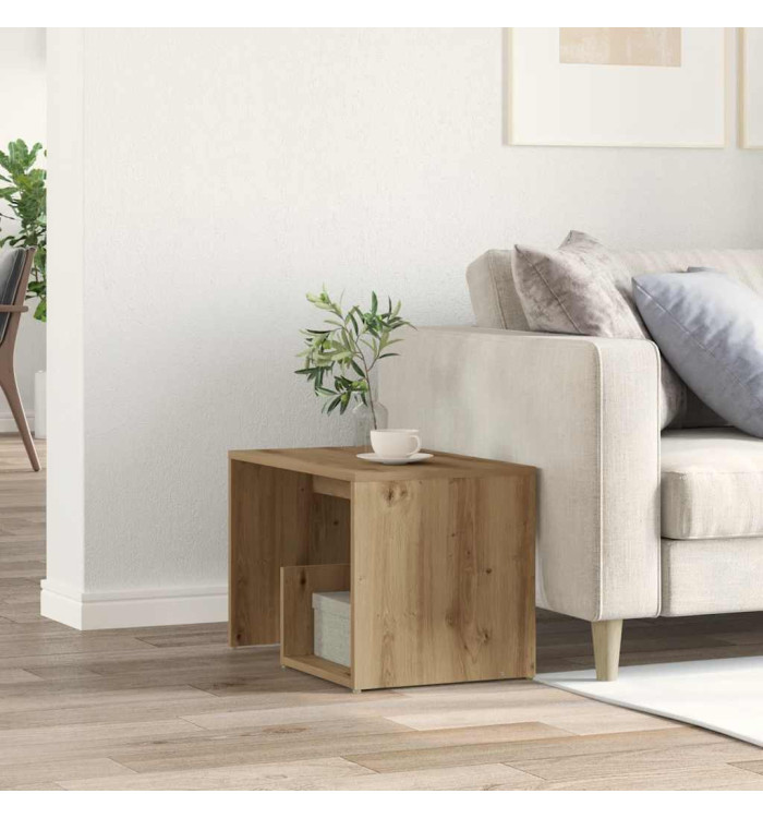 Table d'appoint chêne artisanal 59x36x38 cm bois d'ingénierie | Mobilier & Déco
