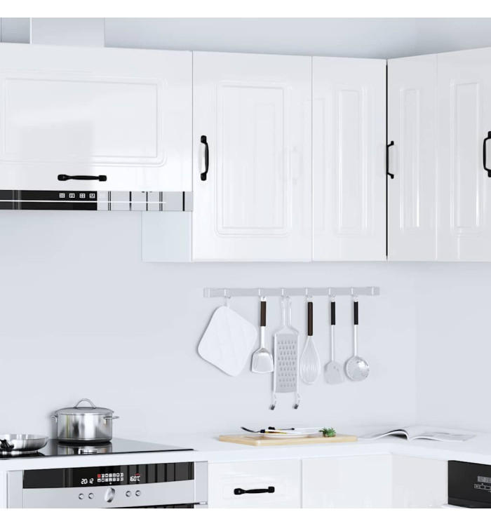 Armoire murale de cuisine Kalmar blanc brillant bois ingénierie | Mobilier & Déco