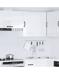 Armoire murale de cuisine Kalmar blanc brillant bois ingénierie | Mobilier & Déco