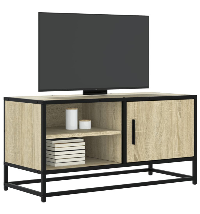 Meuble TV chêne sonoma 80x34,5x40 cm bois d'ingénierie et métal | Mobilier & Déco