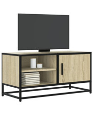 Meuble TV chêne sonoma 80x34,5x40 cm bois d'ingénierie et métal | Mobilier & Déco