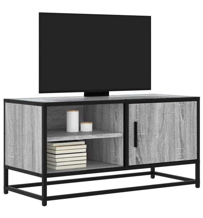 Meuble TV sonoma gris 80x34,5x40 cm bois d'ingénierie et métal | Mobilier & Déco