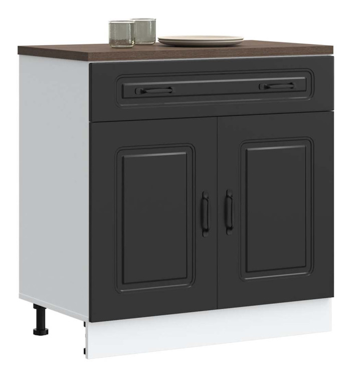 Armoire de cuisine Kalmar noir bois d'ingénierie | Mobilier & Déco
