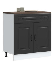 Armoire de cuisine Kalmar noir bois d'ingénierie | Mobilier & Déco