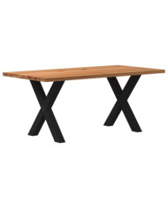 Table à manger marron clair bois de chêne massif rectangulaire | Mobilier & Déco