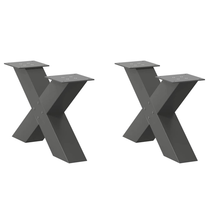 Pieds de table basse en forme de X 2 pièces Anthracite 60 x (30-31) cm Acier | Mobilier & Déco