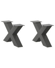 Pieds de table basse en forme de X 2 pièces Anthracite 60 x (30-31) cm Acier | Mobilier & Déco