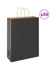 Sacs en papier 50 pcs avec poignées noir 32x12x42 cm | Mobilier & Déco