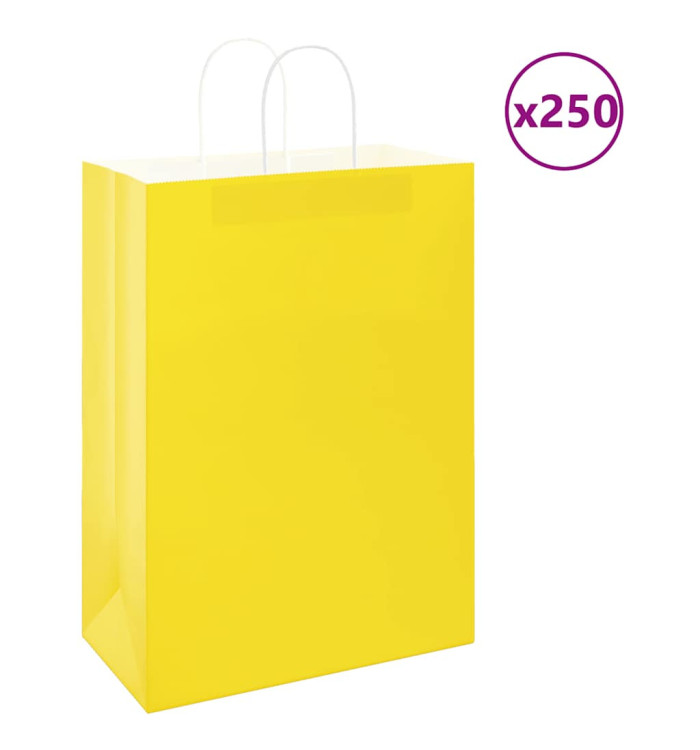 Sacs en papier 250 pcs avec poignées jaune 32x17x44 cm | Mobilier & Déco