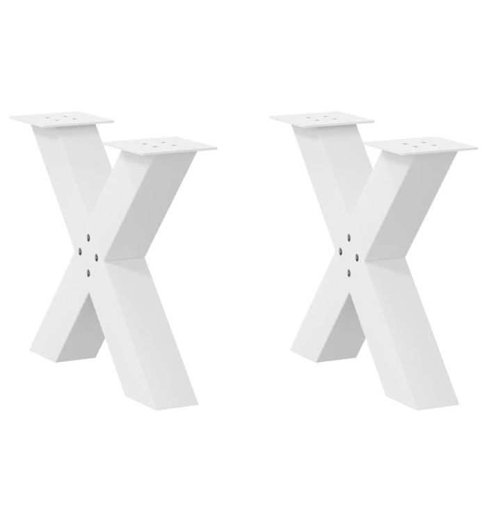 Pieds de table basse en forme de X, 2 pièces, blanc, 60 x (42-43) cm, acier | Mobilier & Déco