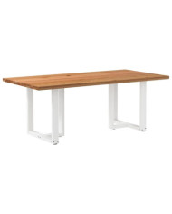 Table à manger marron clair bois de chêne massif rectangulaire | Mobilier & Déco