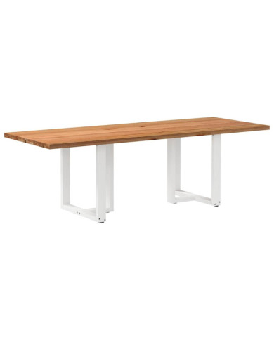 Table à manger marron clair bois de chêne massif rectangulaire | Mobilier & Déco