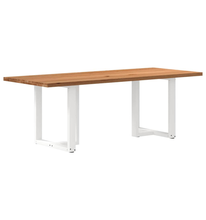 Table à manger marron clair bois de chêne massif rectangulaire | Mobilier & Déco