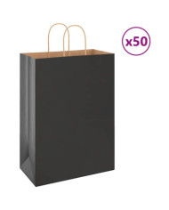 Sacs en papier 50 pcs avec poignées noir 32x17x44 cm | Mobilier & Déco