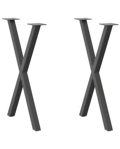 Pieds de table à manger en forme de X, 2 pièces, anthracite, 60 x (72-73) cm, acier | Mobilier & Déco