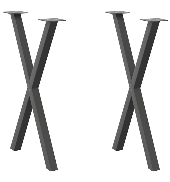 Pieds de table à manger en forme de X, 2 pièces, anthracite, 60 x (72-73) cm, acier | Mobilier & Déco